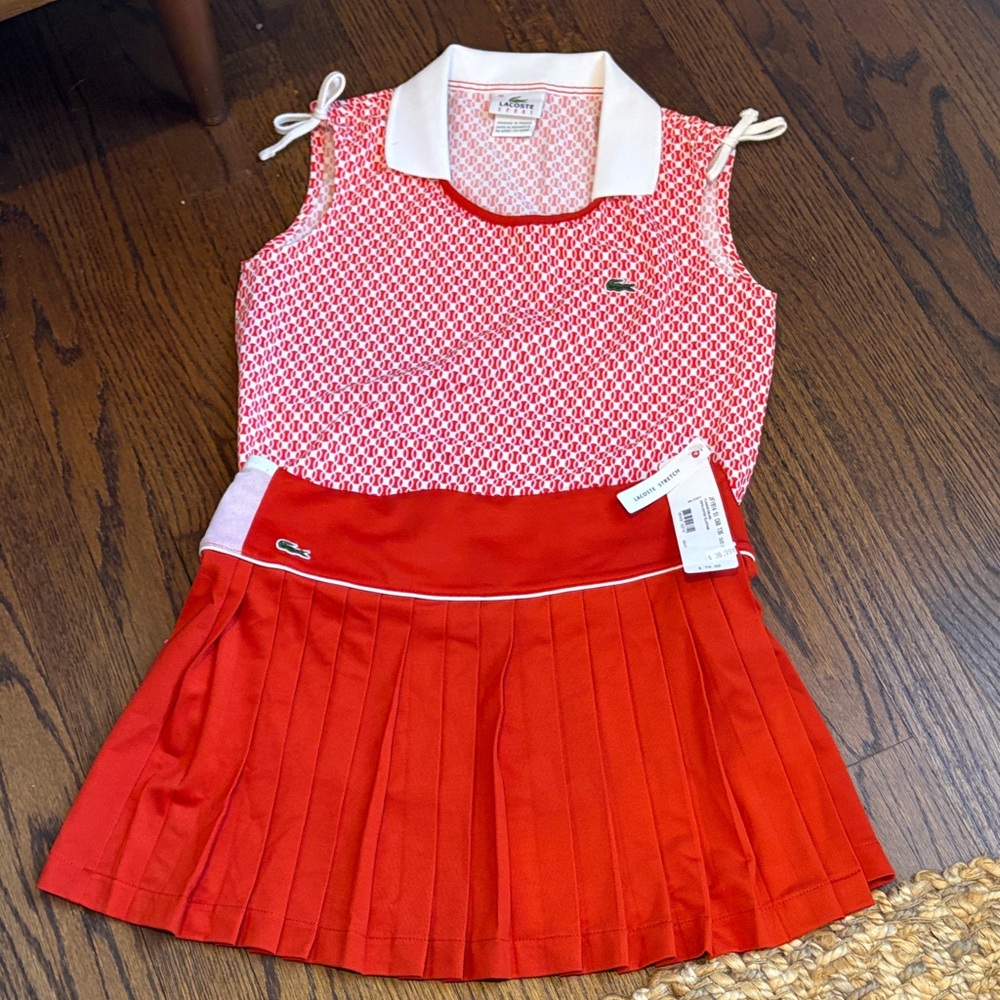 Lacoste Red and White Skirt Set